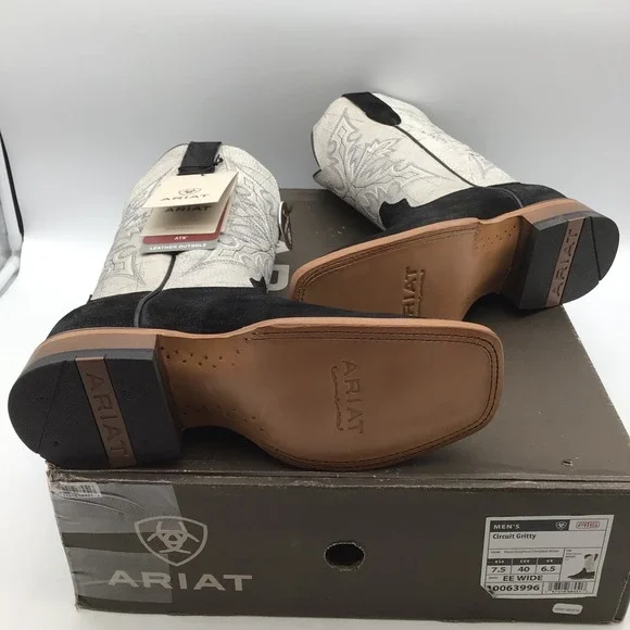 Ariat Mens Circuit Gritty Roughout Shredded White Western Boots Size 7.5 EE NEW